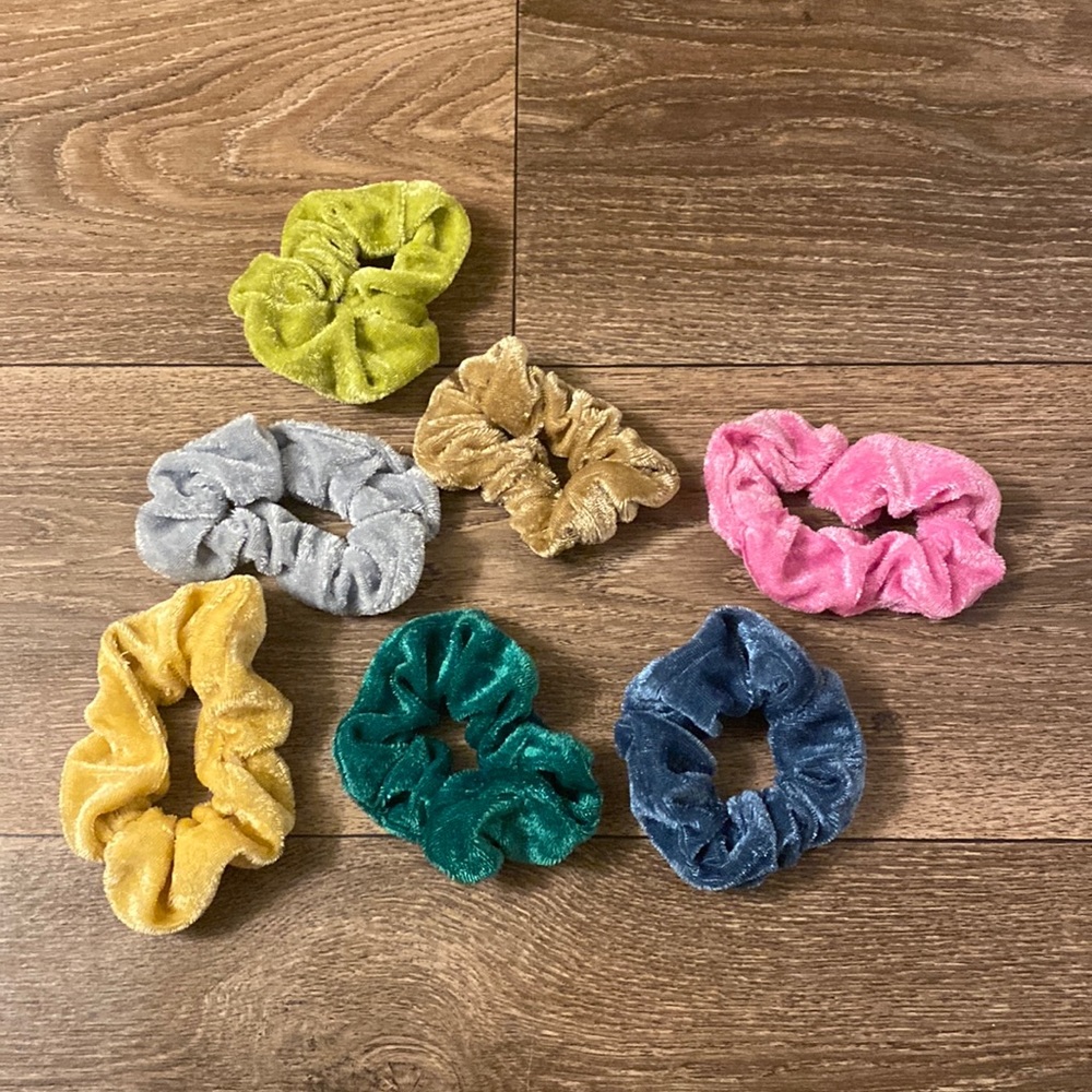 multi colored scrunchies